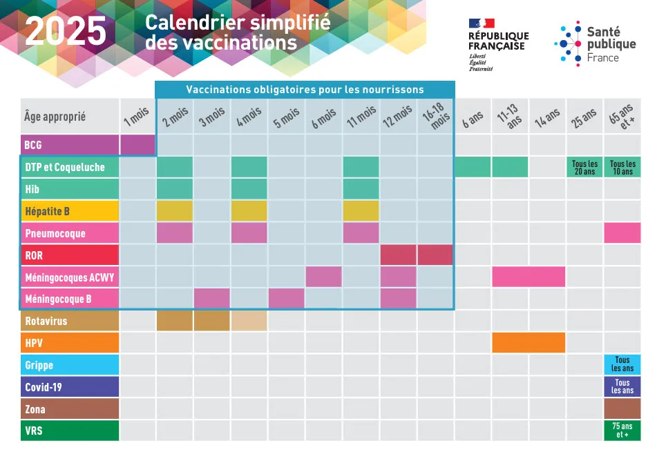 Calendrier simplifié des vaccinations